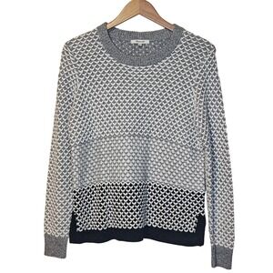 Madewell Sweater Women Small Gray Colorblock Basketweave Knit Crewneck F5220